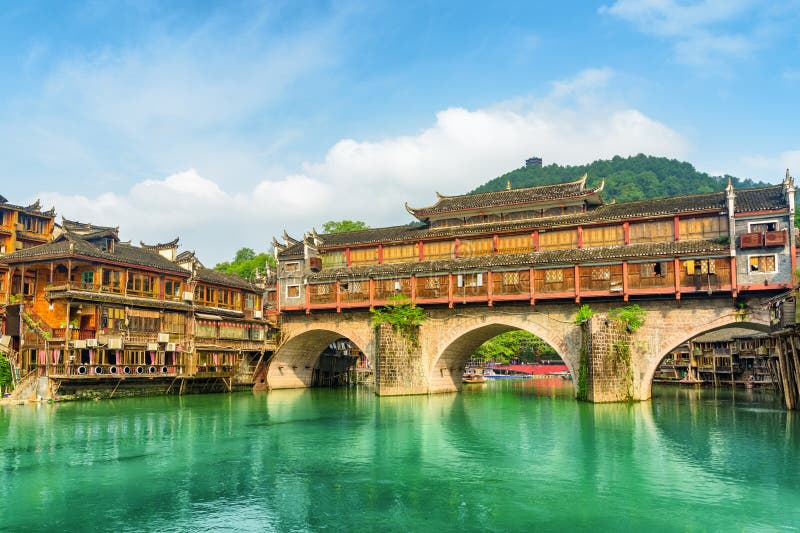 A scenic view of anzhou luojiang ancient bridge