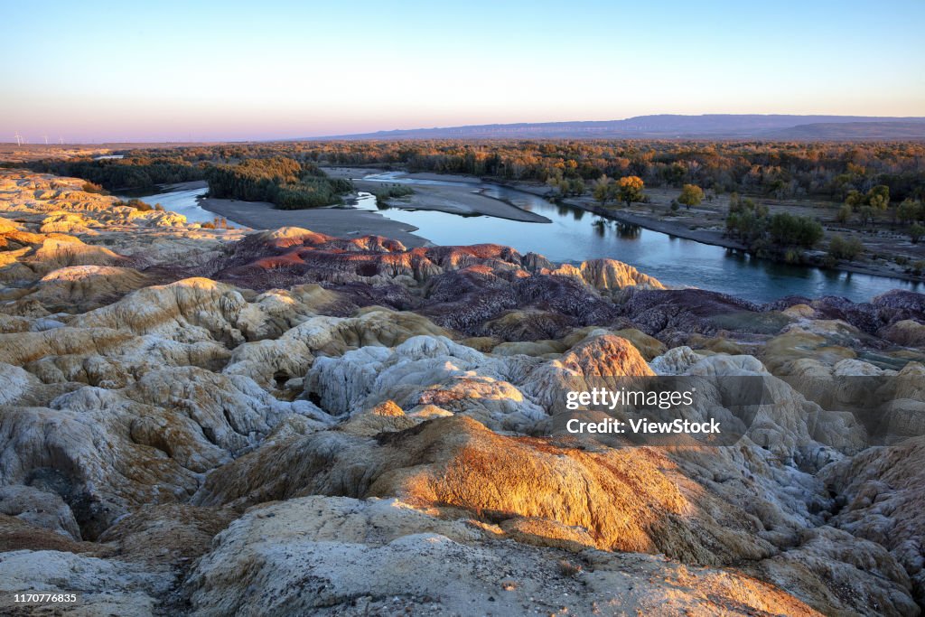 A scenic view of burqin colorful beach