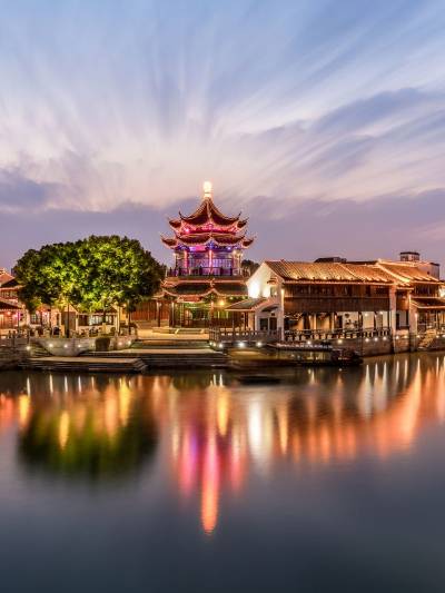 A scenic view of confucius temple-qinhuai river scenic area