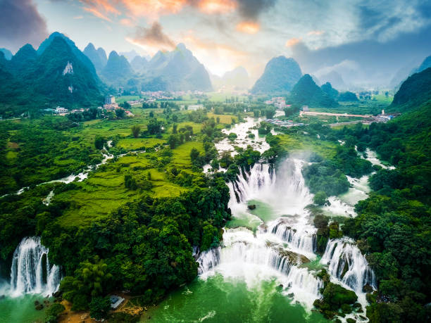 A scenic view of detian transnational waterfall