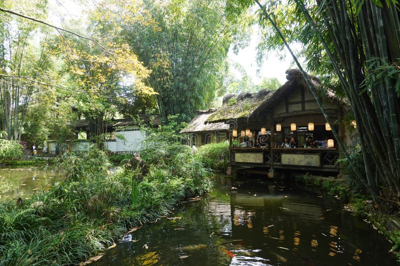A scenic view of dufu thatched cottage