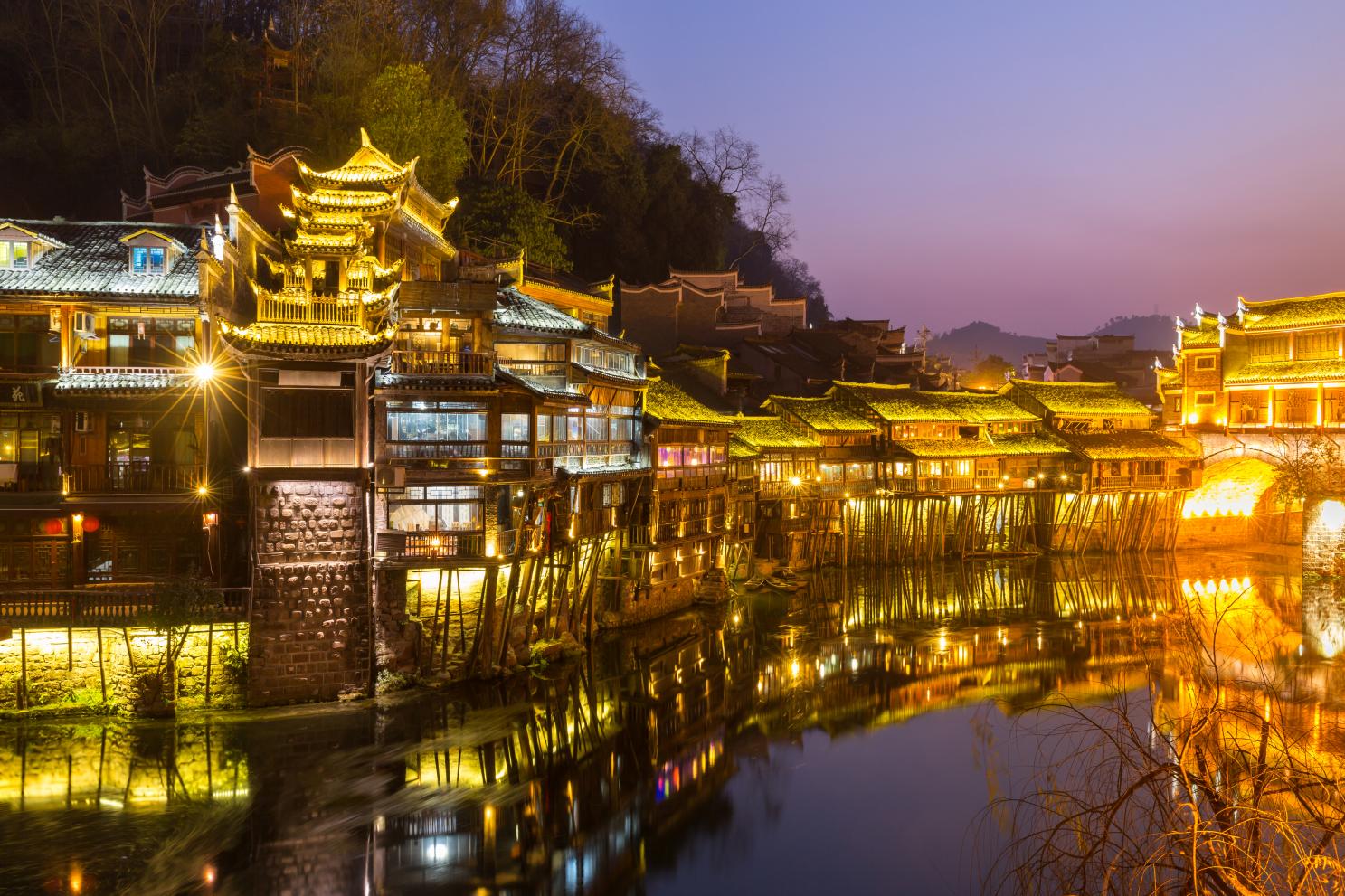A scenic view of Fenghuang Ancient City