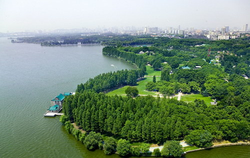 A scenic view of fengxiang_east_lake_scenic_area