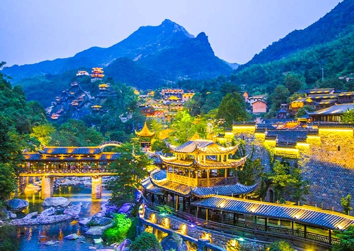 A scenic view of former residence of xu xiake and qinshantang stone carvings