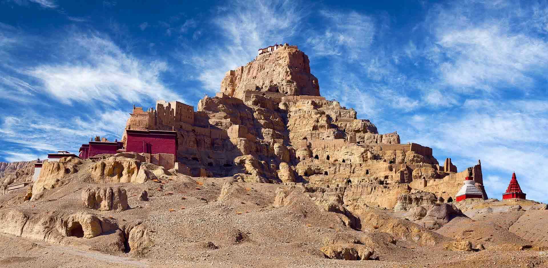 A scenic view of guge kingdom ruins