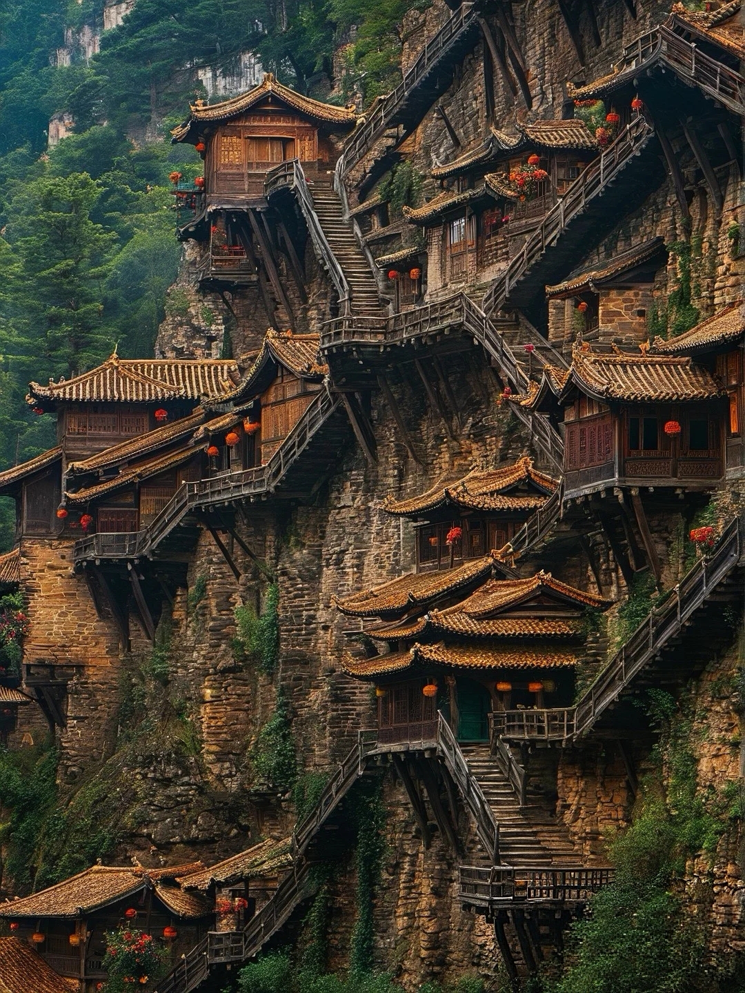 A scenic view of jiangnus_hometown_qin_peoples_village_scenic_area