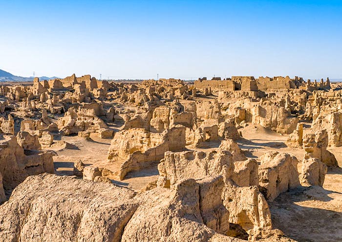 A scenic view of jiaohe ancient city