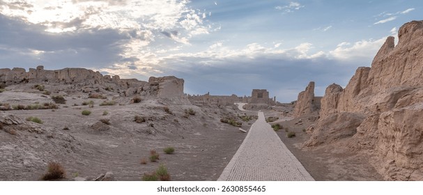 A scenic view of jiaohe ruins