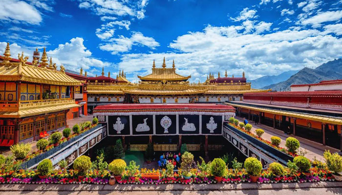 A scenic view of jokhang temple complex