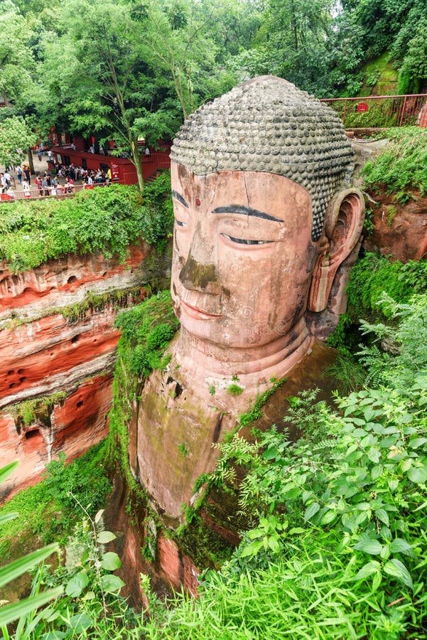 A scenic view of leshan buddhist sculptures