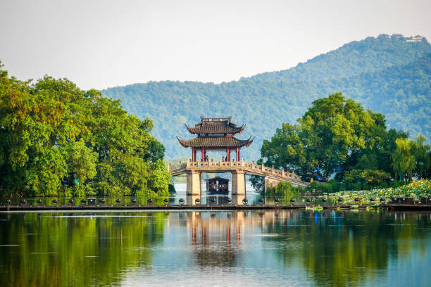 A scenic view of longhua_pagoda_and_temple