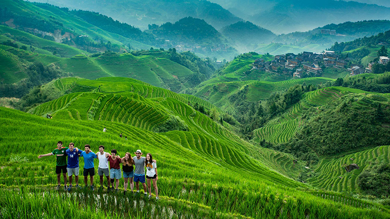 A scenic view of longji terraced fields