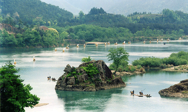 A scenic view of nanxi river ancient villages