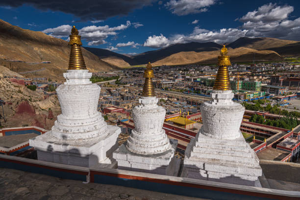 A scenic view of sakya monastery complex