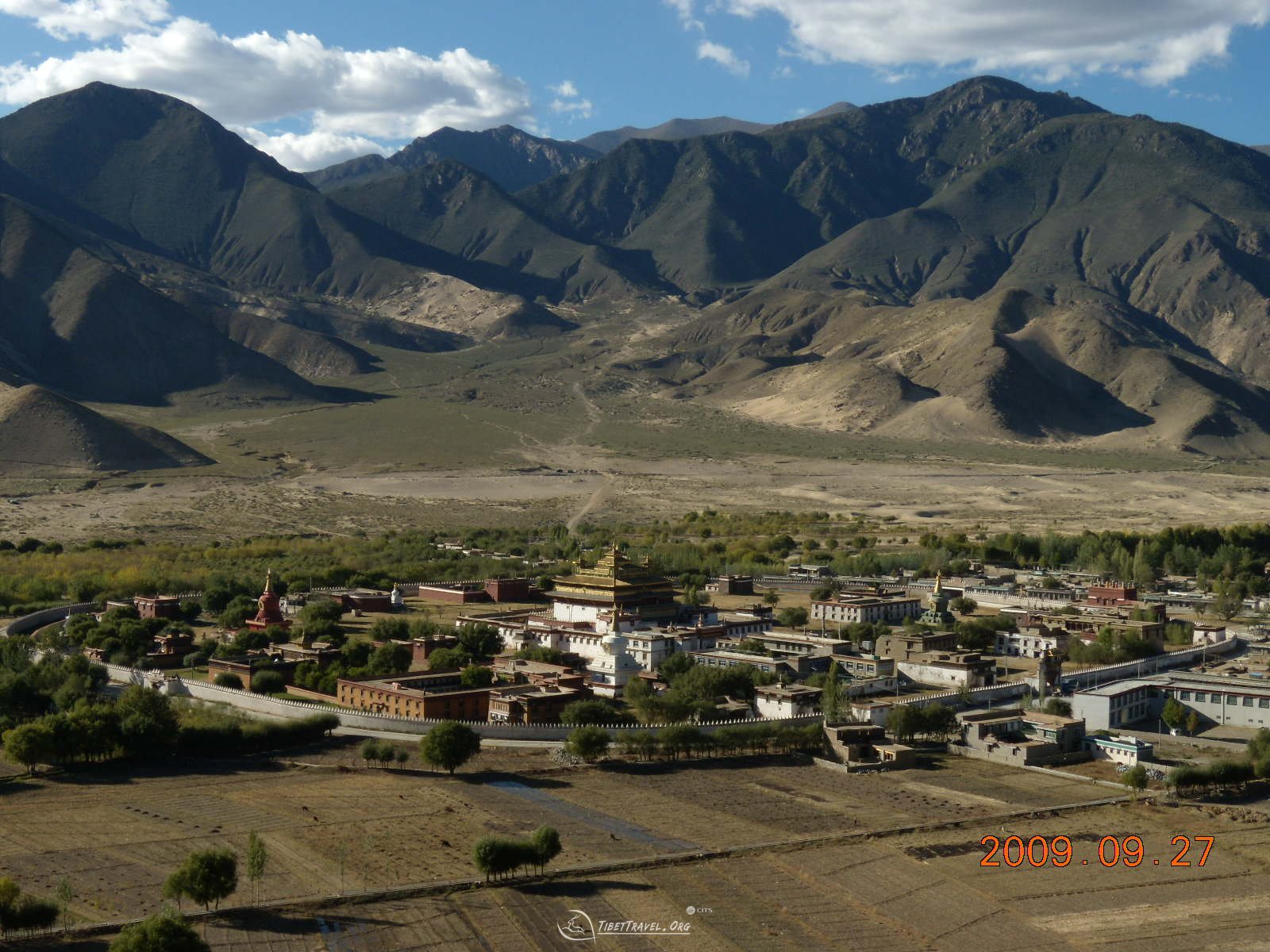A scenic view of samye monastery complex
