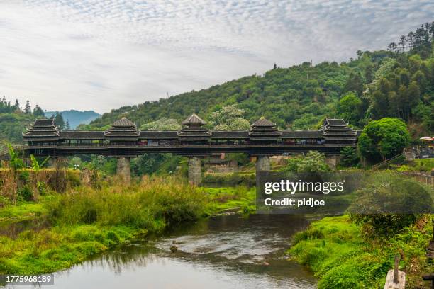 A scenic view of sanjiang chengyang wind and rain bridge