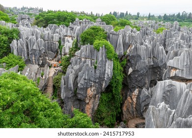 A scenic view of sanqu stone forest