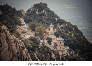 A scenic view of Songshan Temple Pagodas