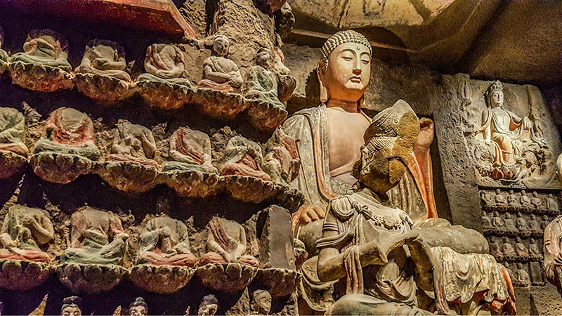 A scenic view of stone sculptures of southern dynasties mausoleums in danyang
