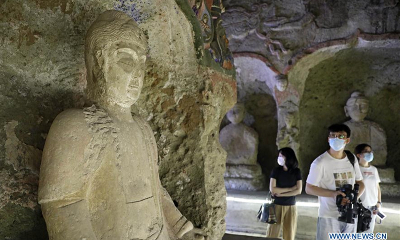 A scenic view of wanfotang_grottoes_yixian