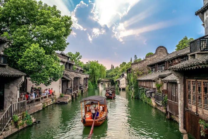 A scenic view of wuzhen water town