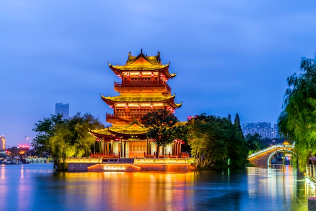 A scenic view of Xiangji Ping Ancient Buildings