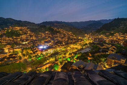 A scenic view of xijiang qianhu miao village