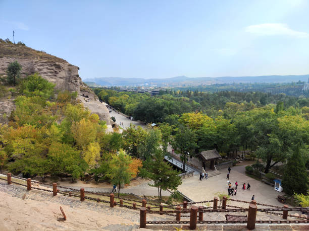 A scenic view of Yungang Grottoes