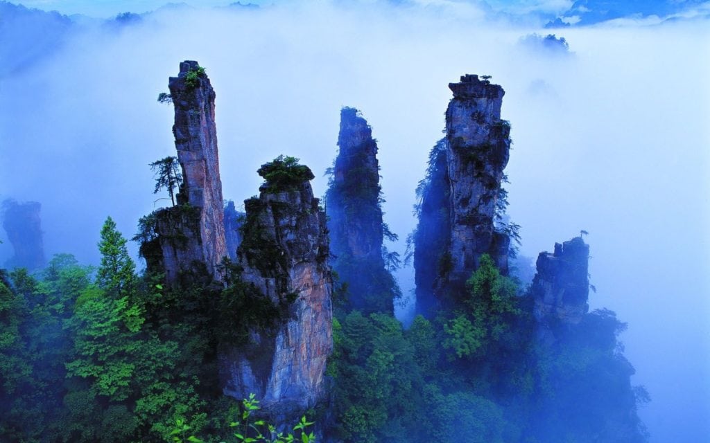 A scenic view of Zhangjiajie Wulingyuan